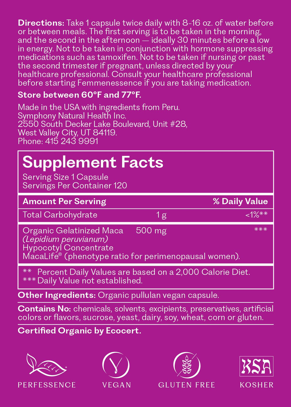 Sustainable blister packaging protects Femmenessence MacaLife potency.