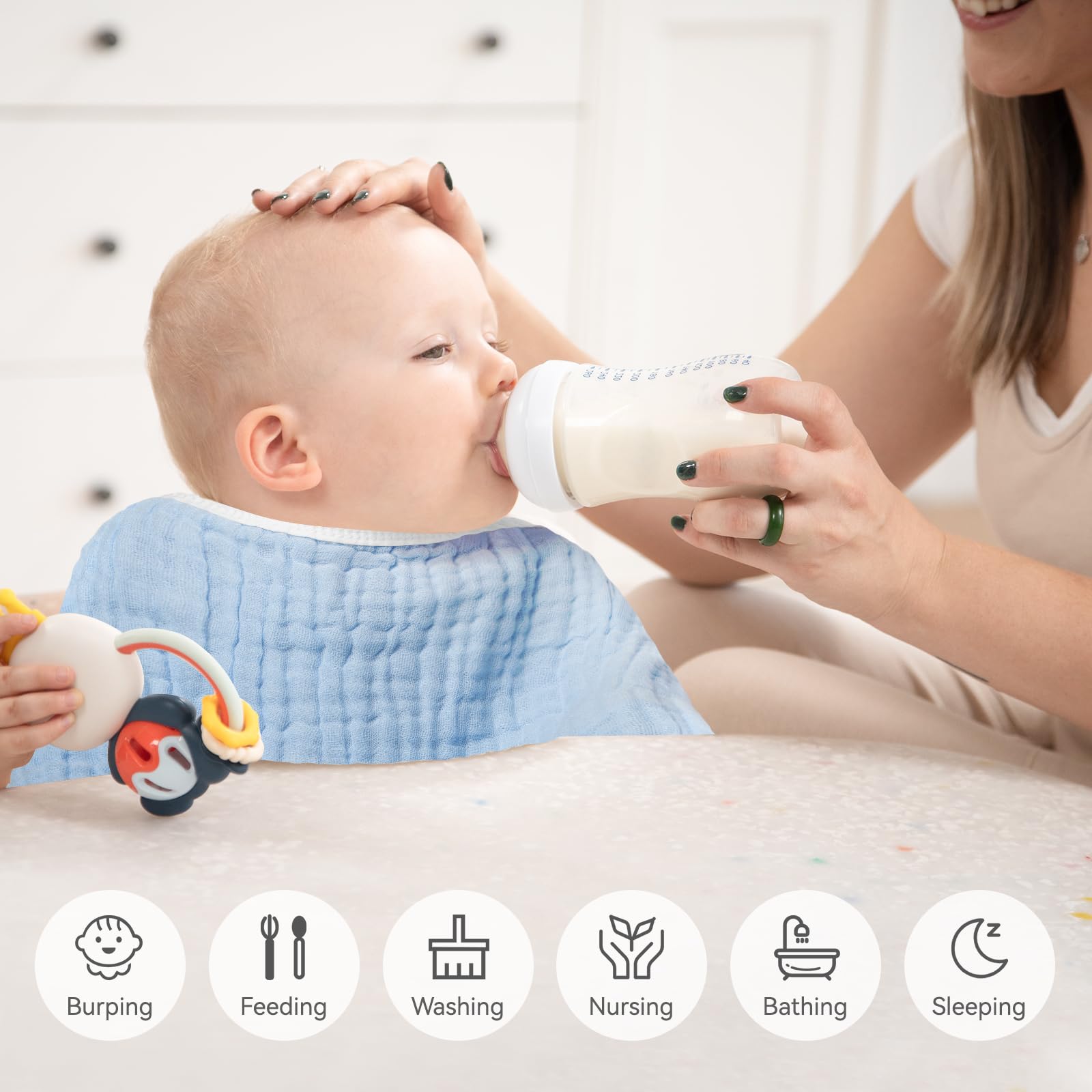 Synrroe burp cloths used for baby dining and cleaning