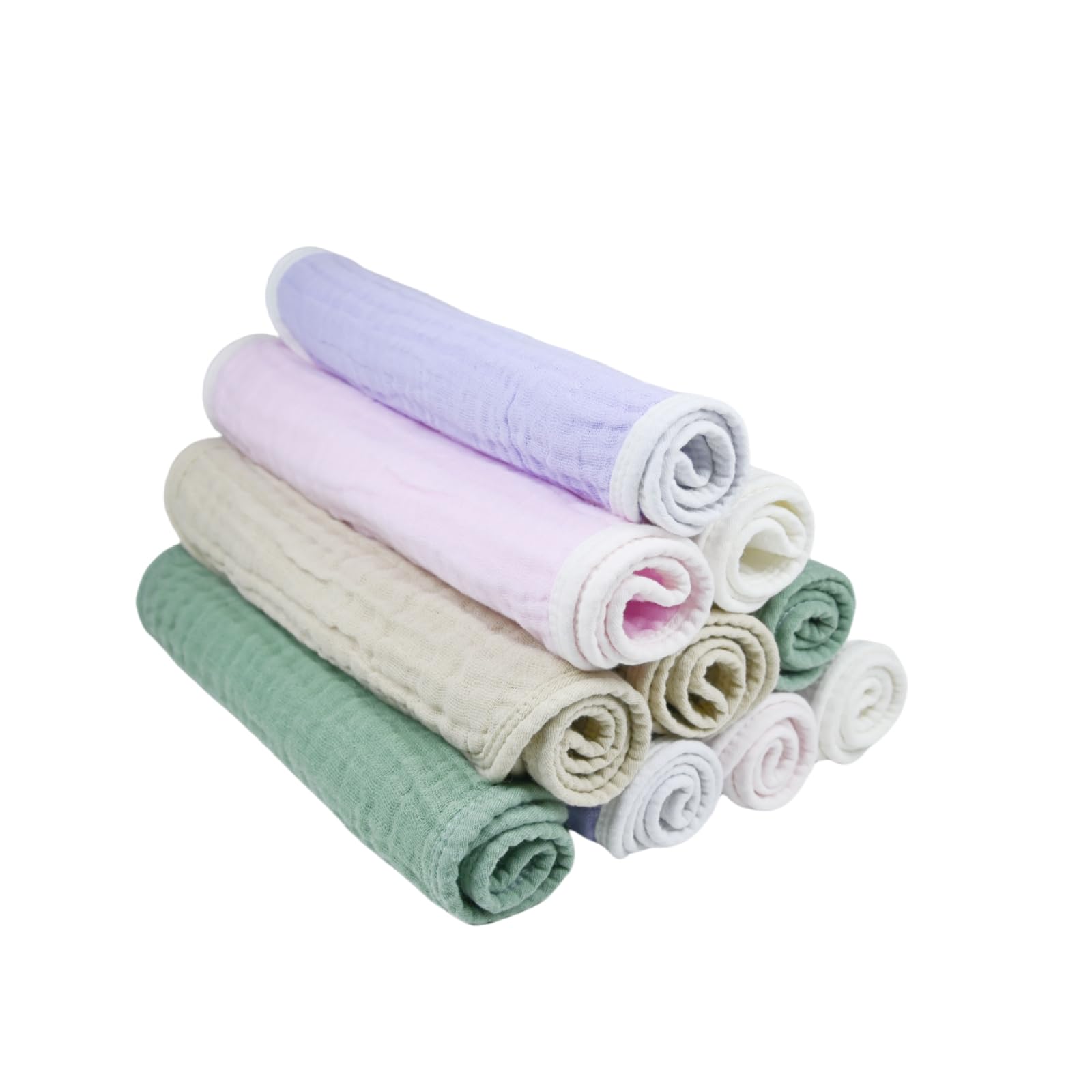 Synrroe burp cloths pink-green color mix pack on display.