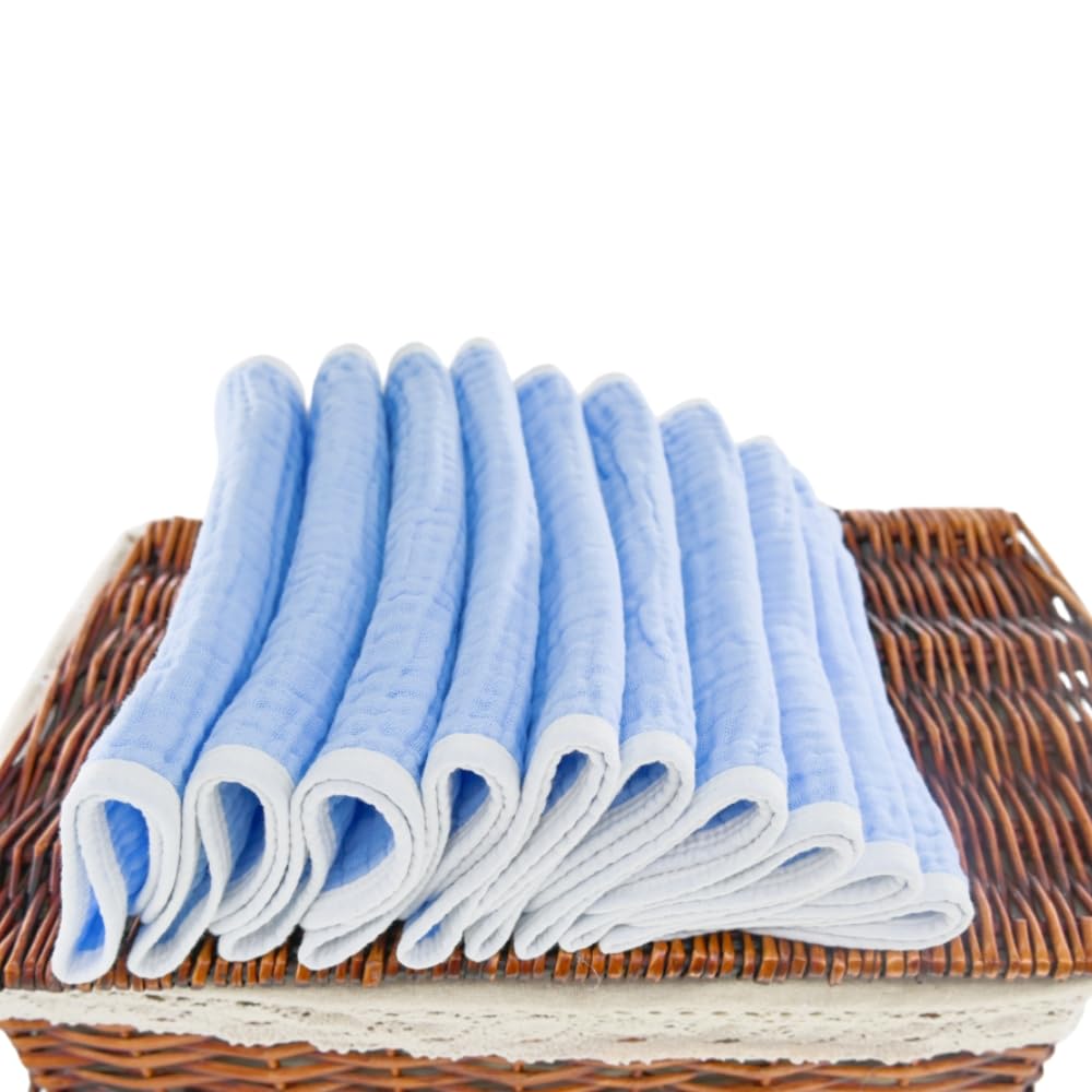 Synrroe burp cloths cotton muslin closeup with durable edge stitching