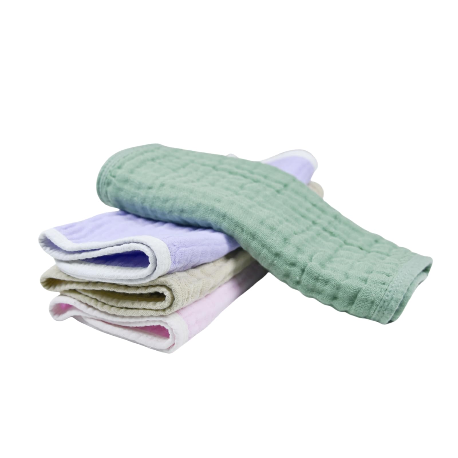 Synrroe handcrafted edge-locking stitching enhances longevity in burp cloths.