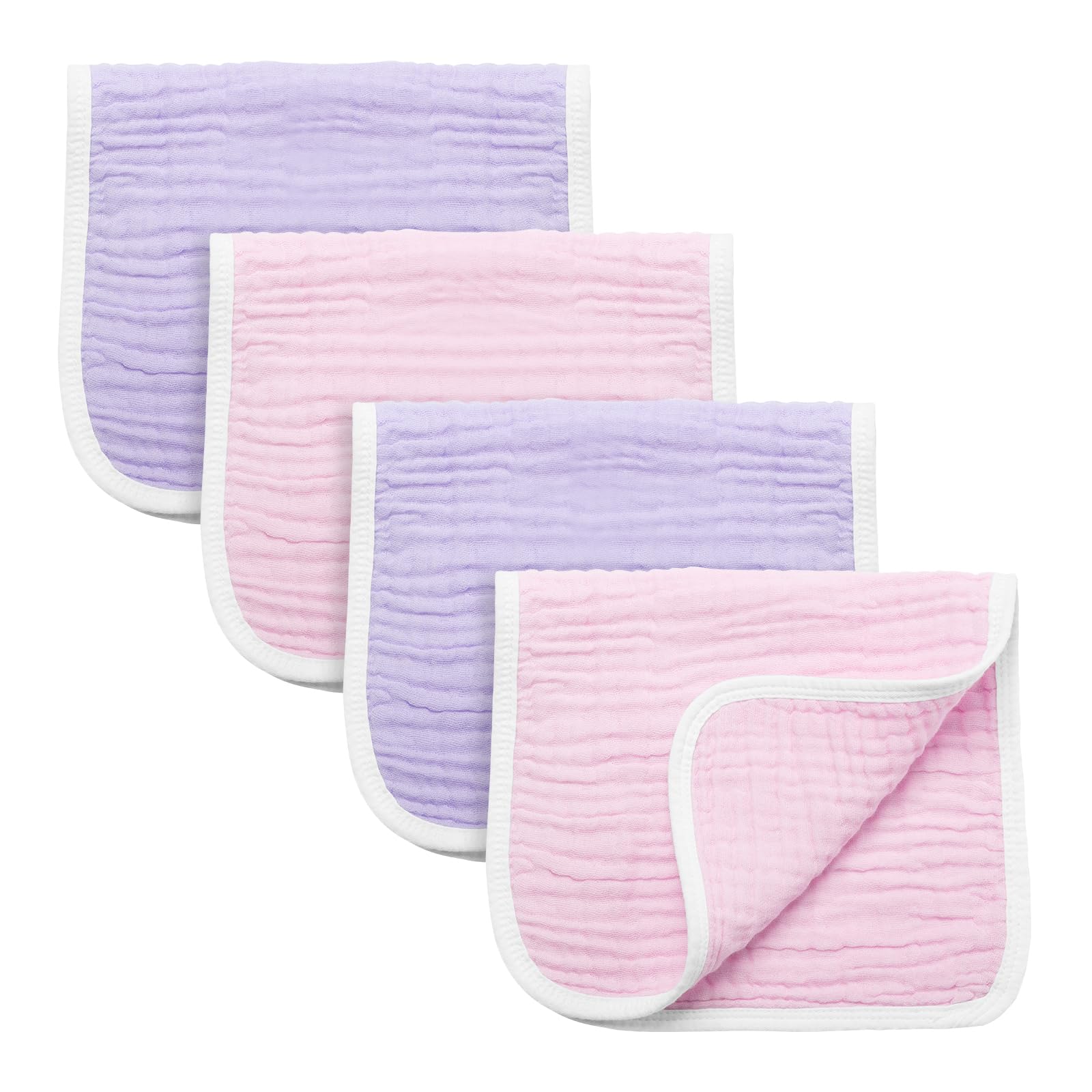 Synrroe large four-pack burp cloths in pink-purple for absorbency