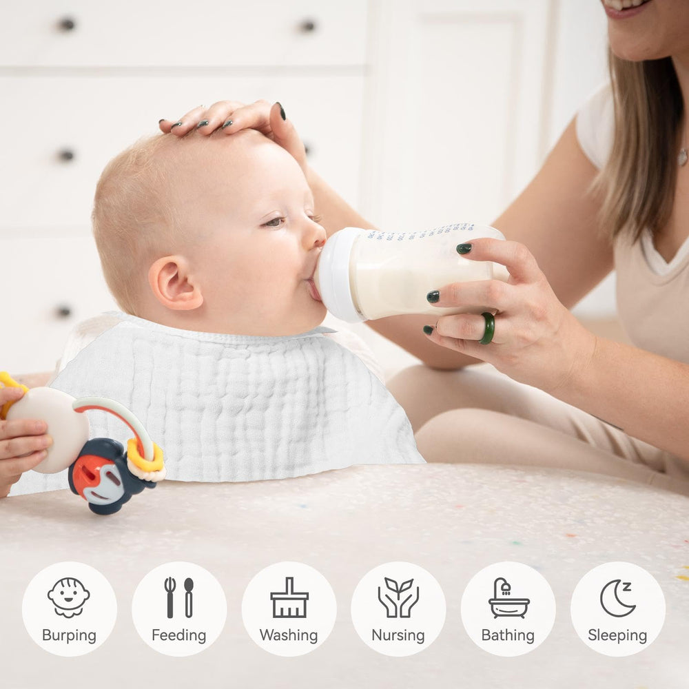 Synrroe 20x10 inch cloths illustrate generous coverage on shoulders.