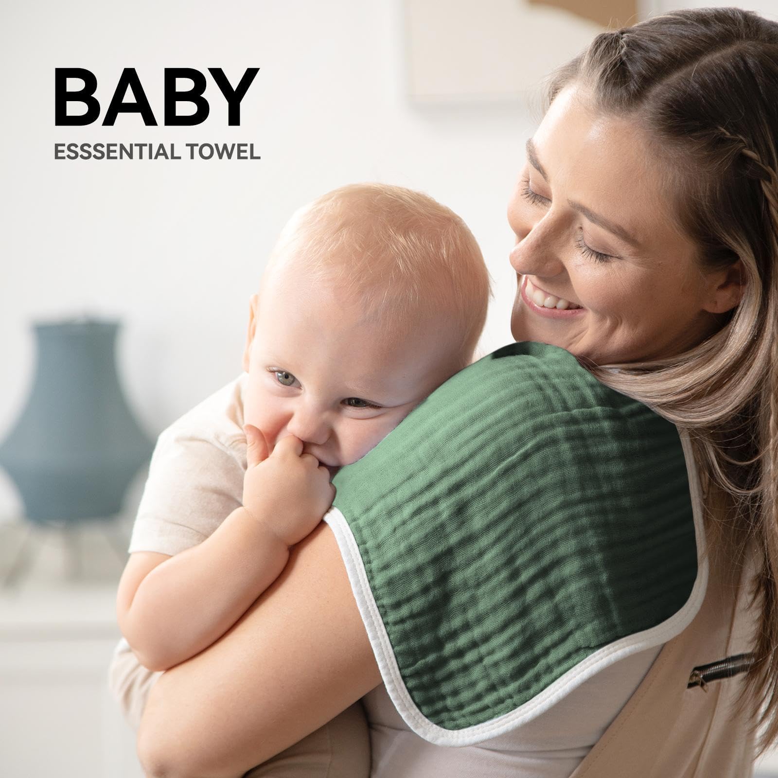 Synrroe six-layer muslin burp cloth for quick liquid absorption.