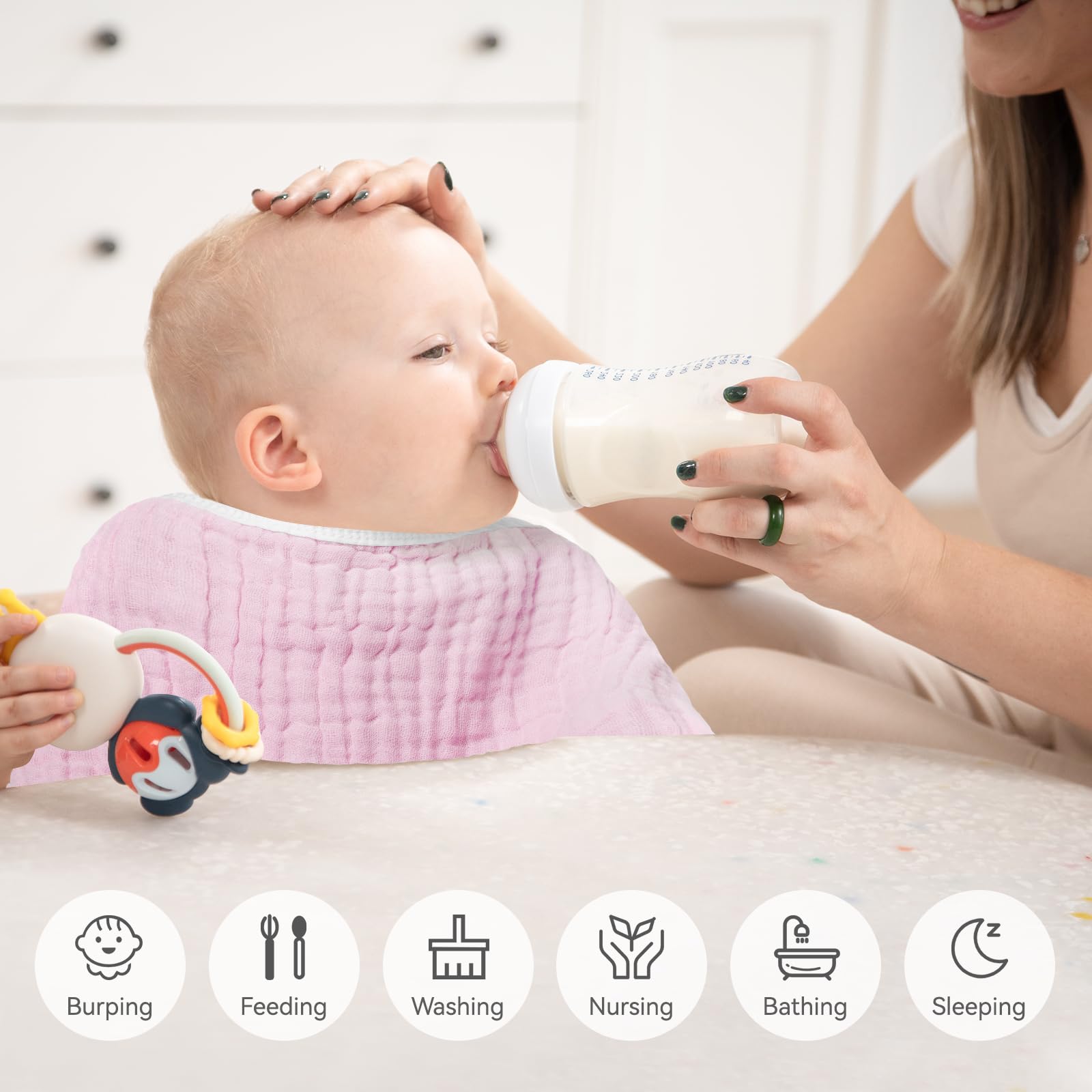 Synrroe soft cotton muslin texture feels gentle on baby skin.