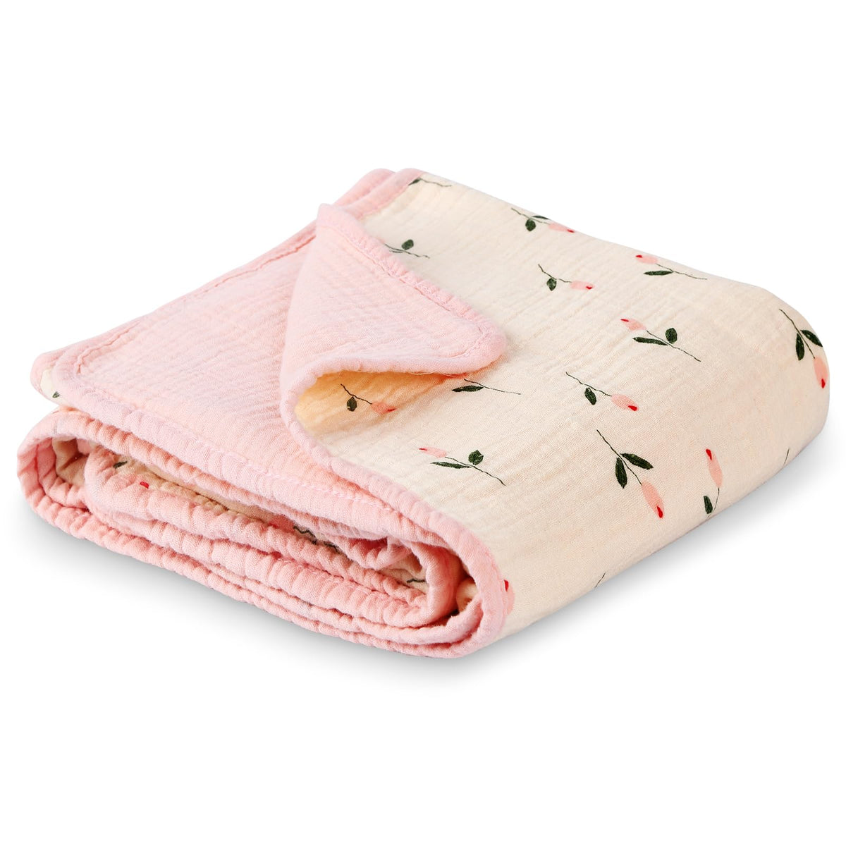 Synrroe muslin baby blanket pink side offers gentle warmth for nap time and cribs