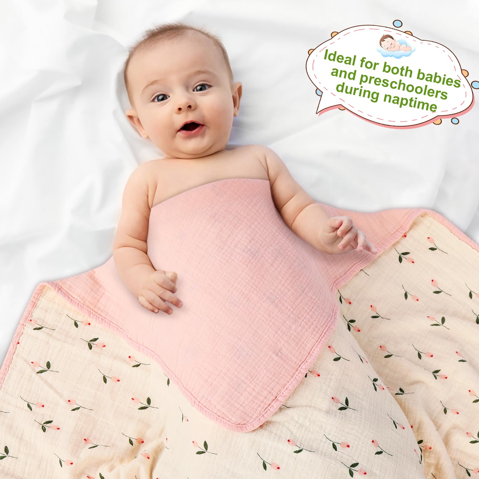 Synrroe muslin baby blanket used as post-bath wrap for quick cuddles