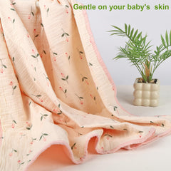 Synrroe muslin baby blanket used in stroller for cozy outings