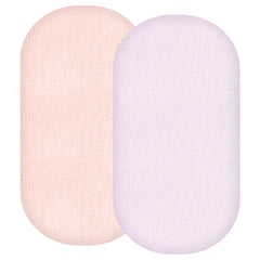 Synrroe pink muslin bassinet fitted sheet offers ultra-soft, breathable comfort.