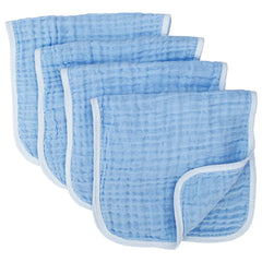 Synrroe muslin burp cloths blue close-up shows ultra-soft fabric and six layers.
