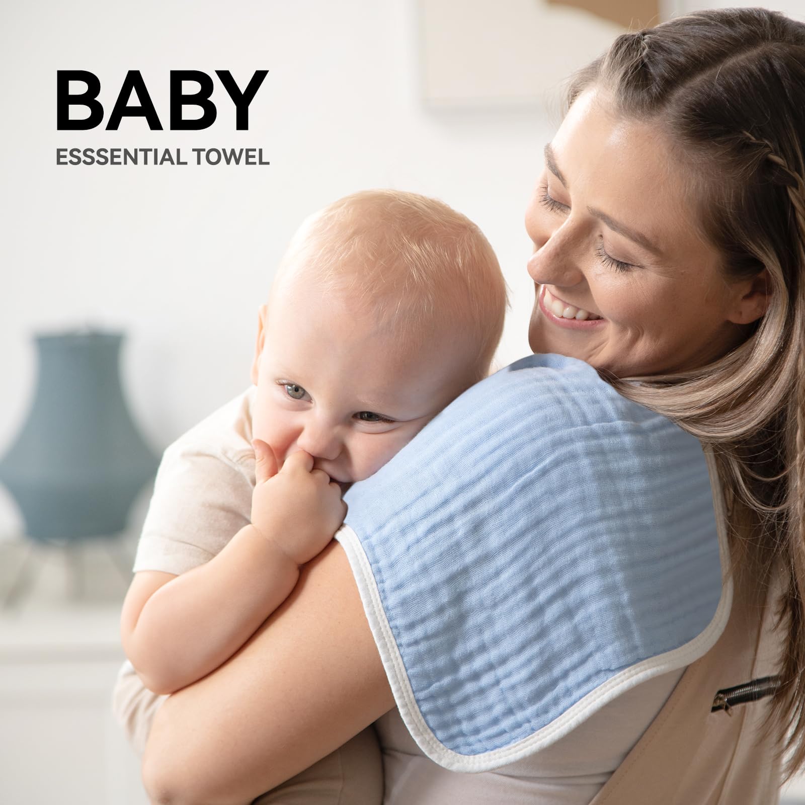 Synrroe muslin burp cloths blue versatile as baby bibs for spills.