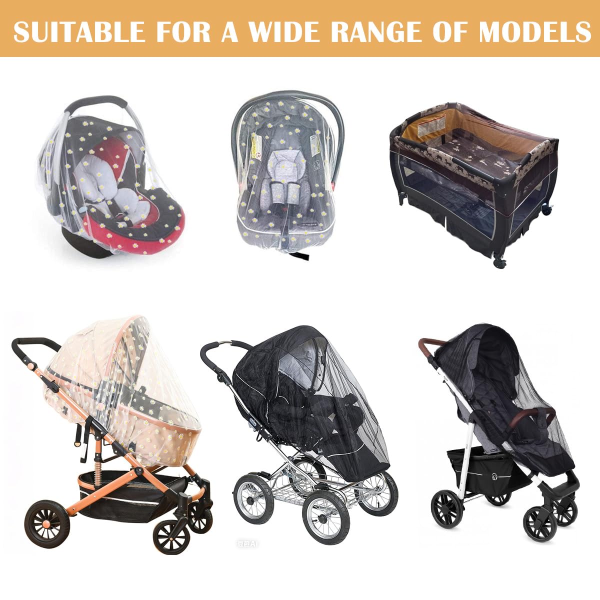 Sysmie pack of 2 baby stroller nets offers versatile outdoor protection.