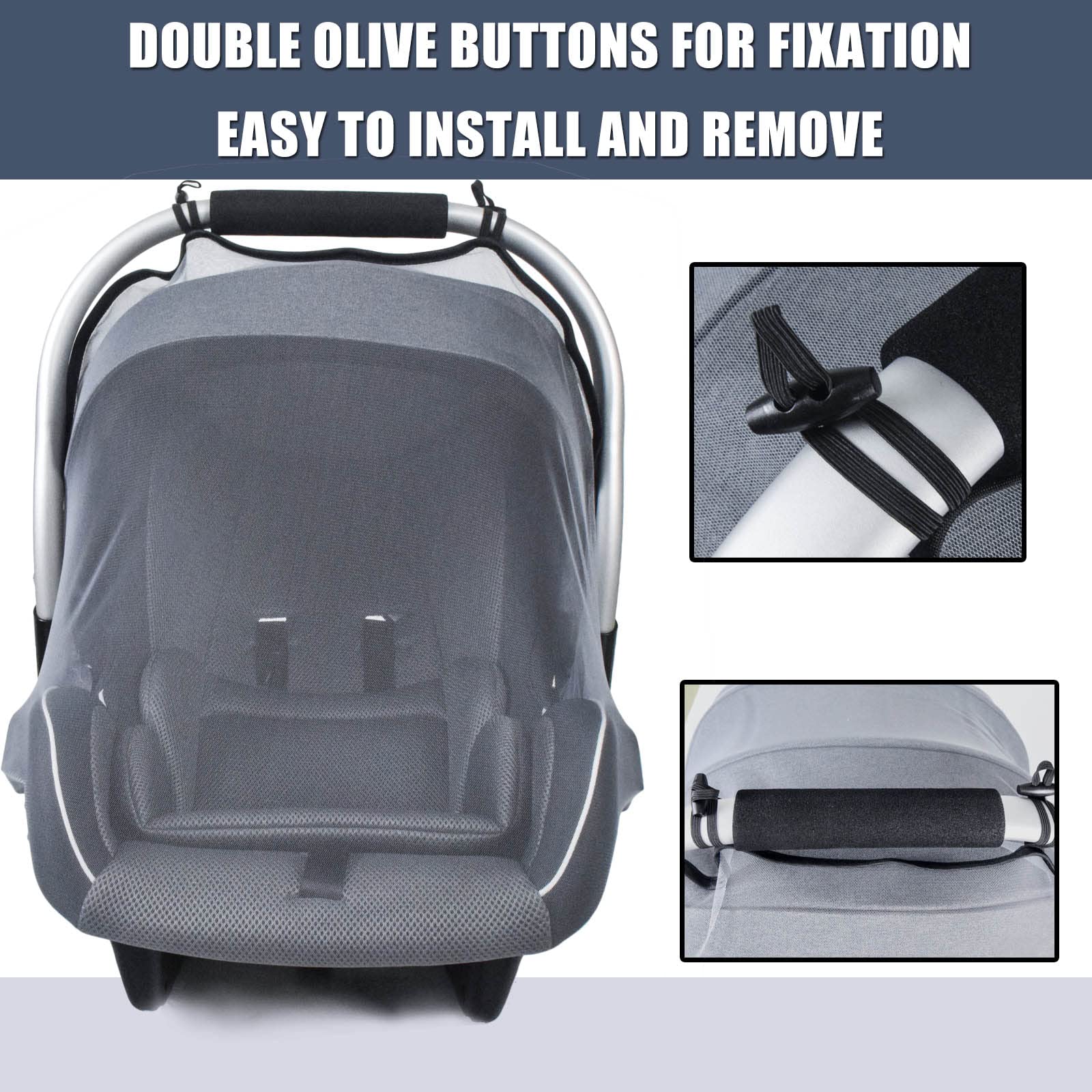 Sysmie infant stroller mosquito net in gray keeps mosquitoes out while strolling