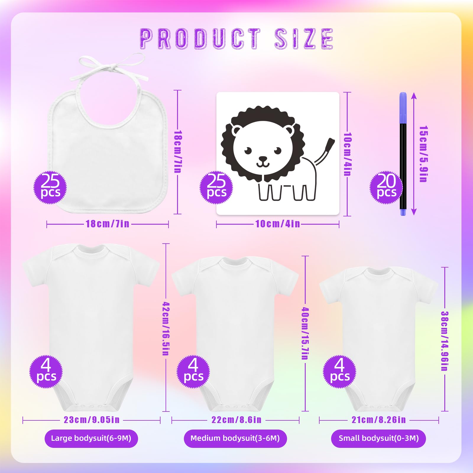 SytuHete 24 stencils for customizable bib designs at baby shower