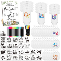 SytuHete 82-piece bib and bodysuit set with sign for DIY decorating fun