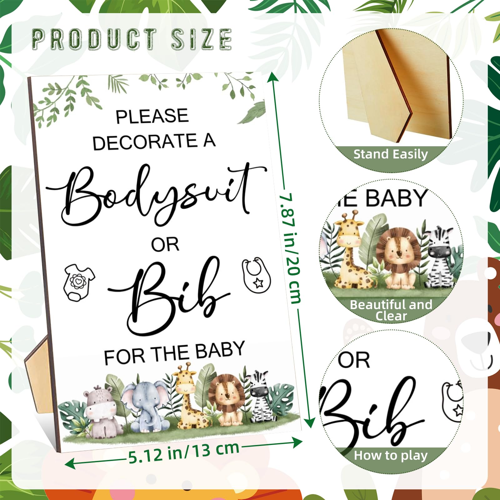 SytuHete wooden baby shower sign for table display during DIY game