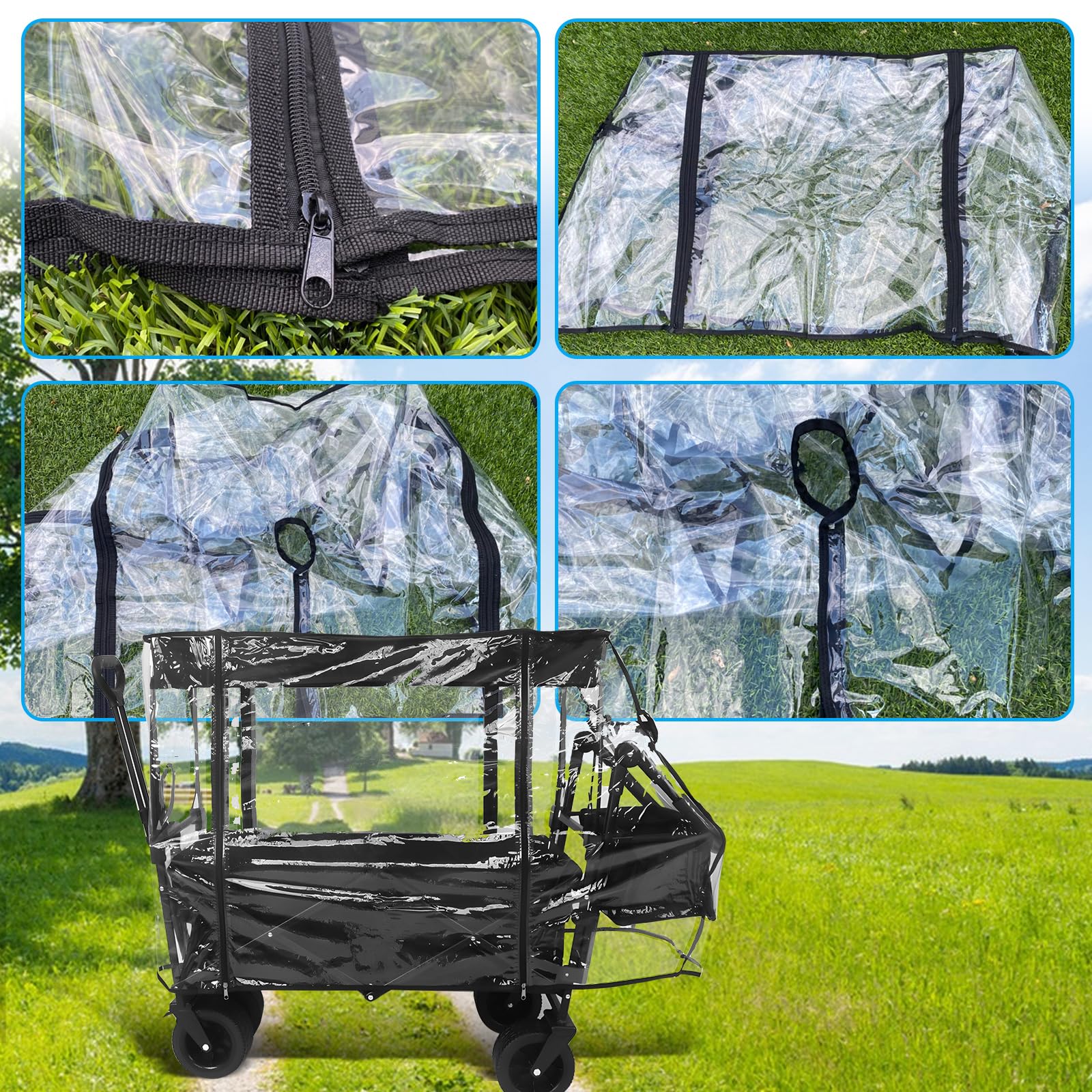 SYWAN wagon rain cover side zippers provide easy access to belongings