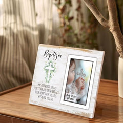 SZ-PengXin Baptism Frame back view shows sturdy easel back and wall-hanging options.