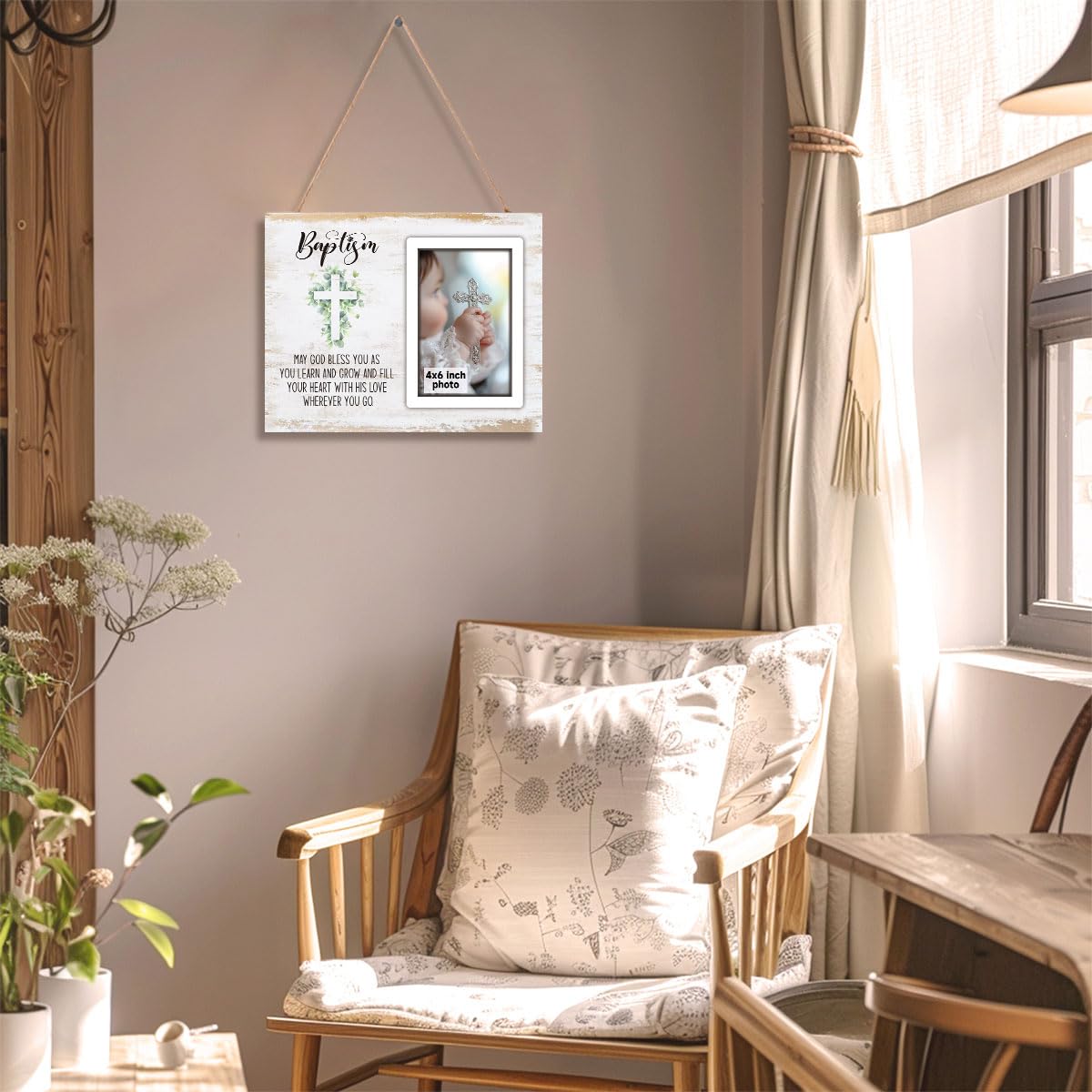 SZ-PengXin Baptism Frame rustic edge and corner finish adds vintage charm.