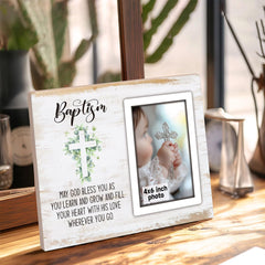 SZ-PengXin Baptism Frame wood grain detail highlights durable craft and natural texture.