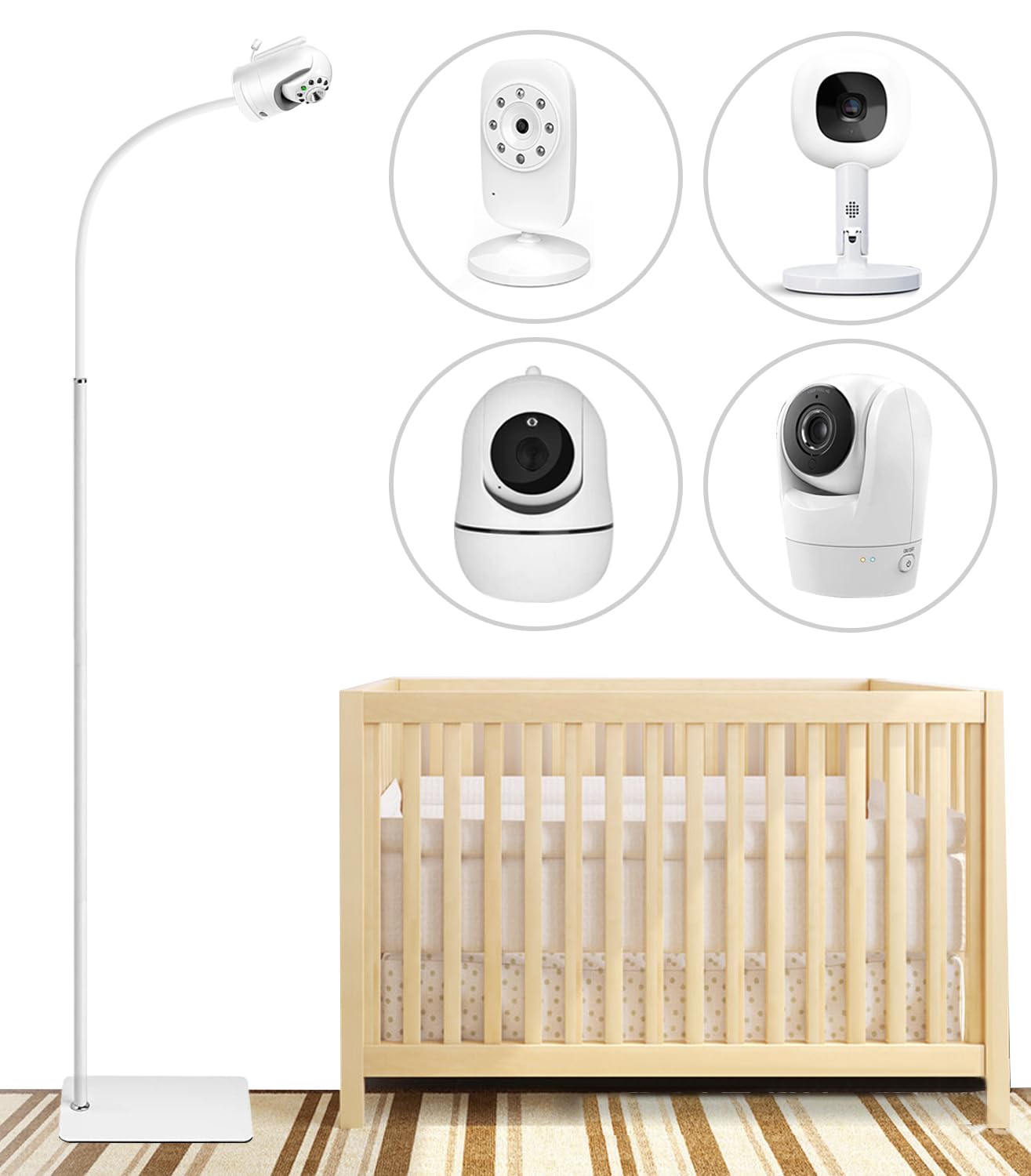 SZAOYU flexible-height floor stand supporting DXR-8 Pro for stable baby monitoring