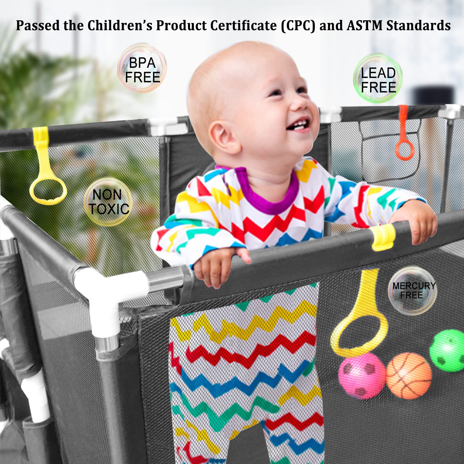 SZBOB anti-slip base adds stability to keep the play yard steady.