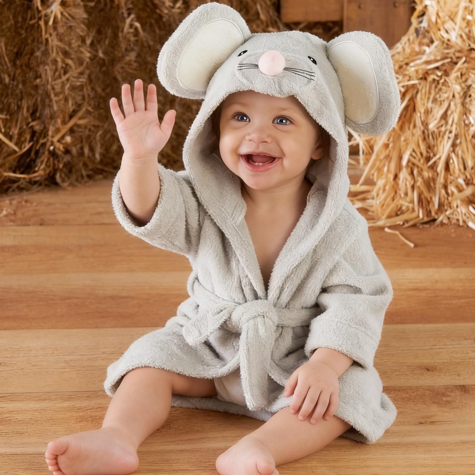 SZCQ gift-ready towel set for newborns and toddlers in grey