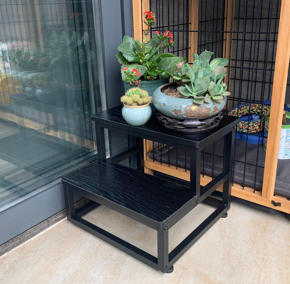 SZLHANJZ multipurpose stool supports plants, pets, and shoe storage.