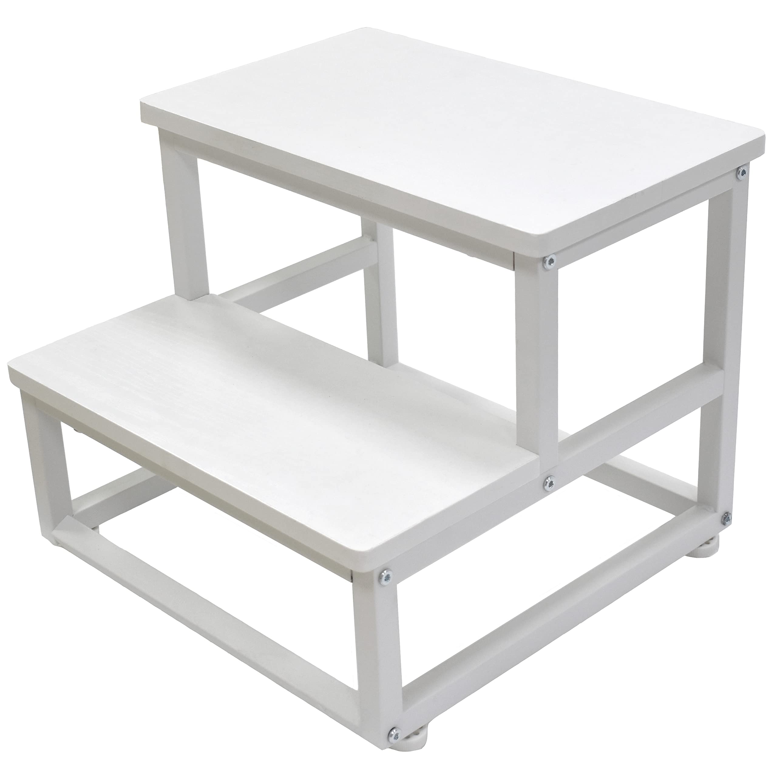 SZLHANJZ nursery step stool in white wood and metal, sturdy daily helper.
