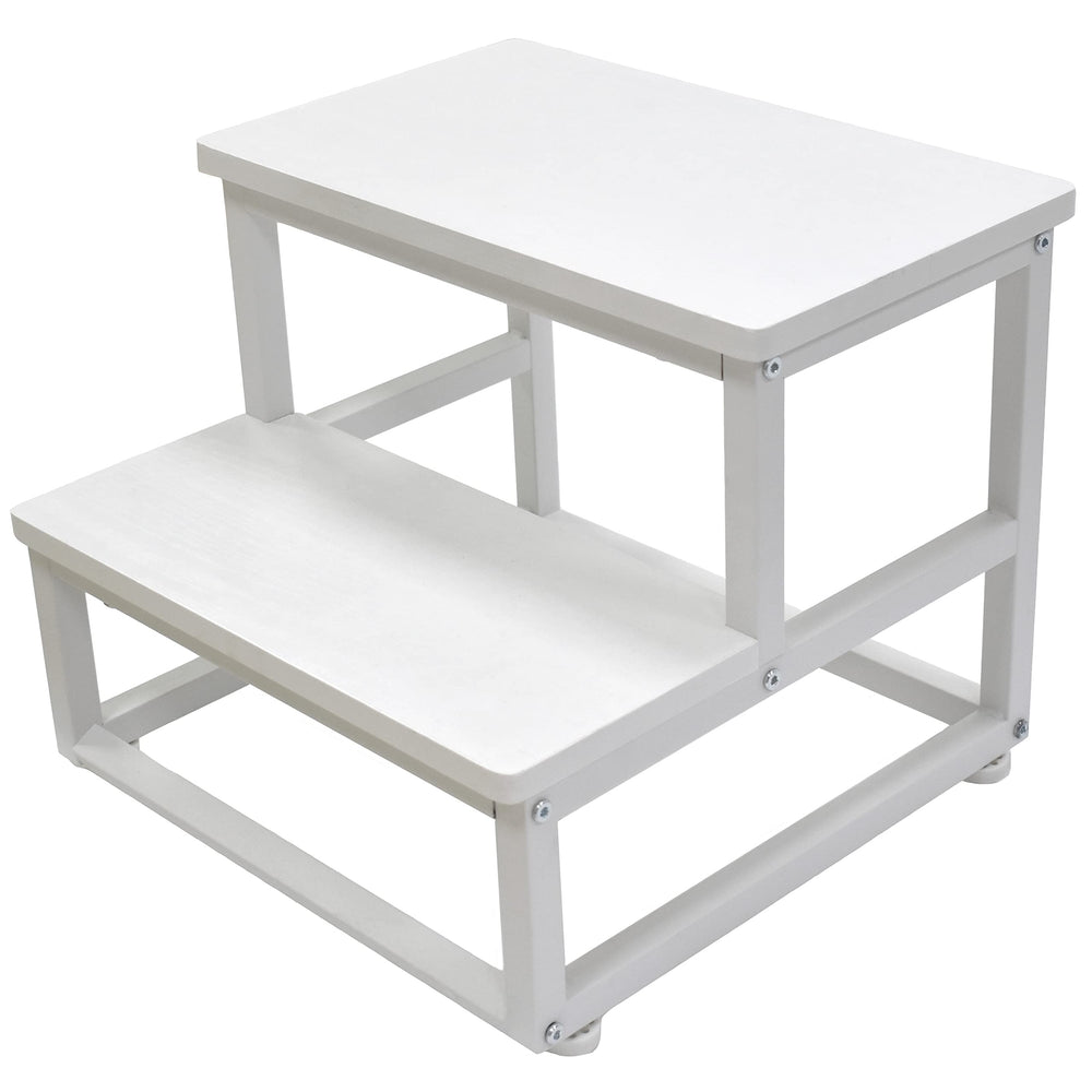 SZLHANJZ nursery step stool in white wood and metal, sturdy daily helper.