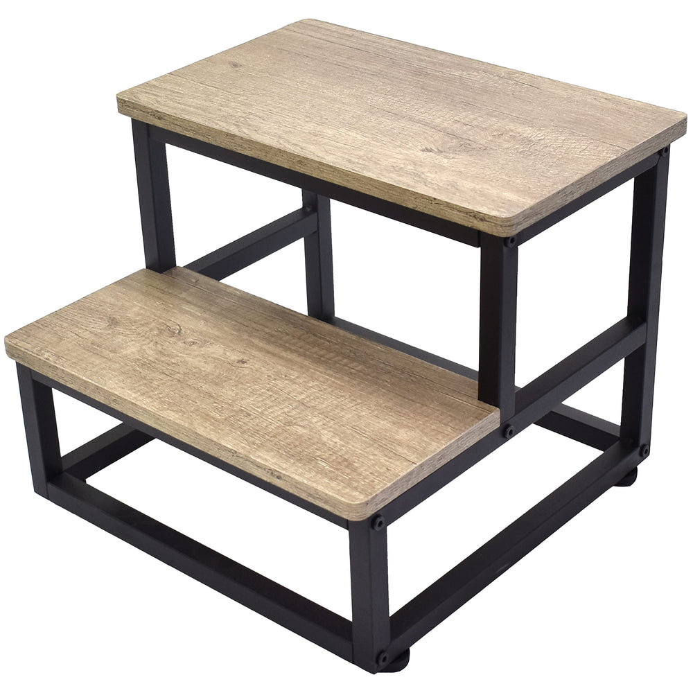 SZLHANJZ Step Stool front view shows sturdy wood and metal construction for daily use.