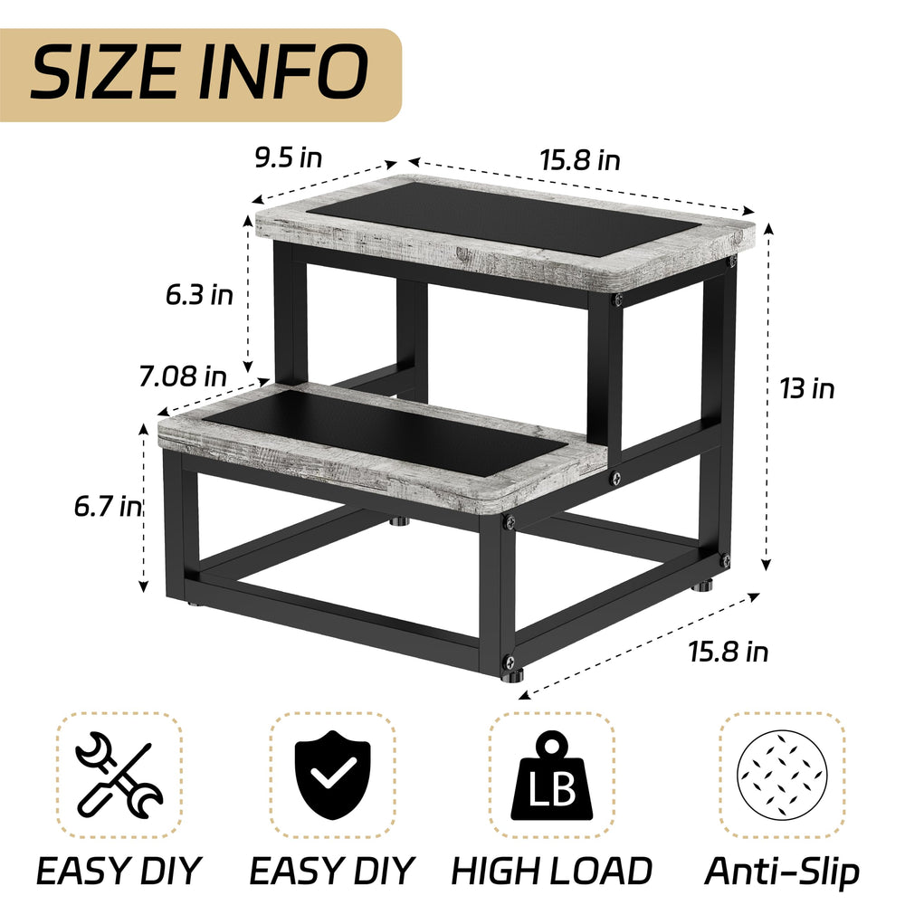 SZLHANJZ gray two-step with non-slip mats for safety.