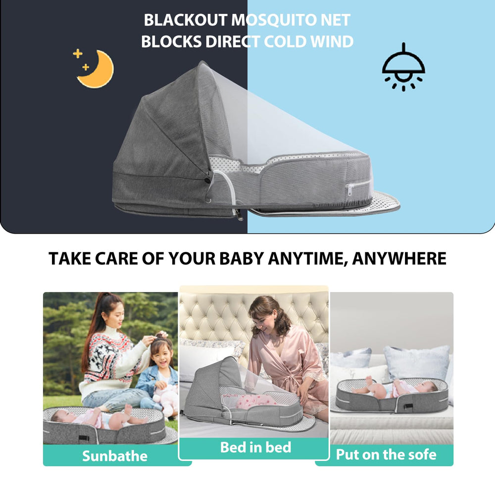 SZRUNZHU bassinet with mosquito net protects baby during rest