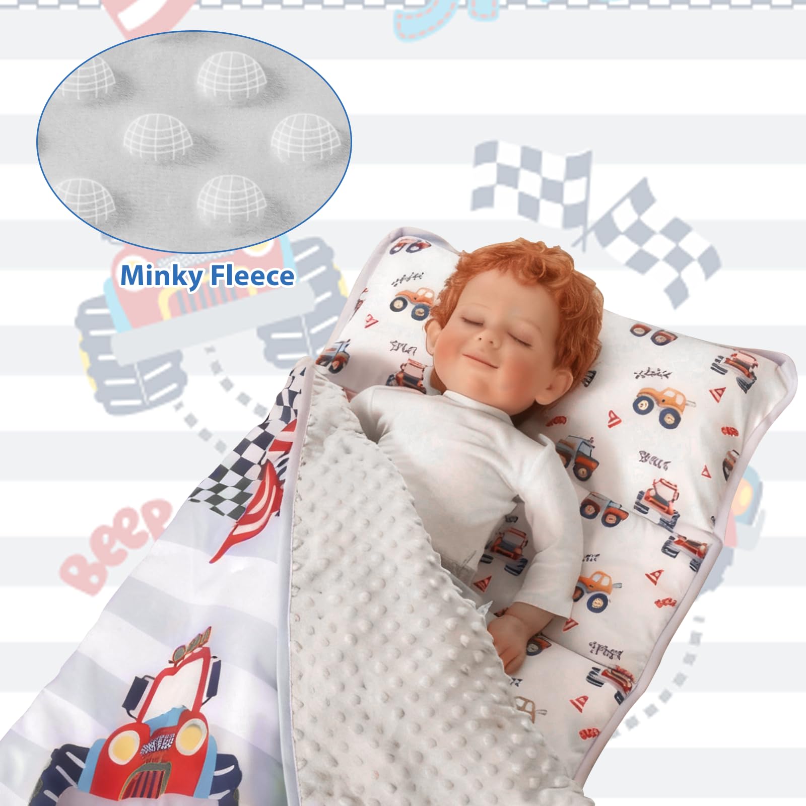 SZRUNZHU nap mat pillow detail highlighting head and neck support.