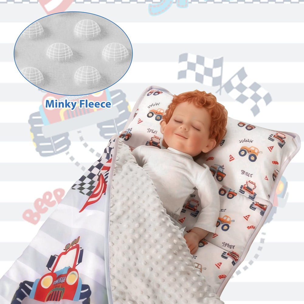 SZRUNZHU nap mat pillow detail highlighting head and neck support.