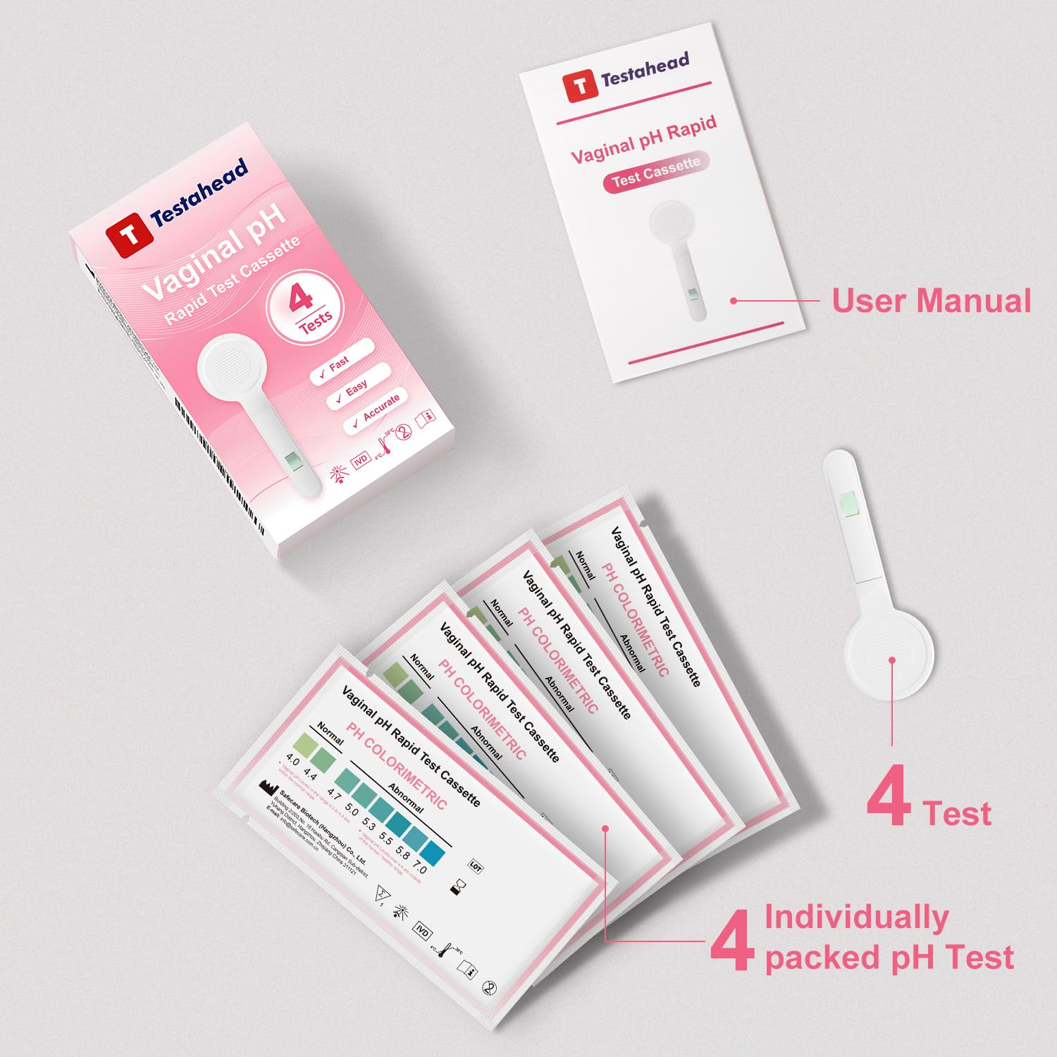T TESTAHEAD vaginal pH strip in use delivering results in 10 seconds