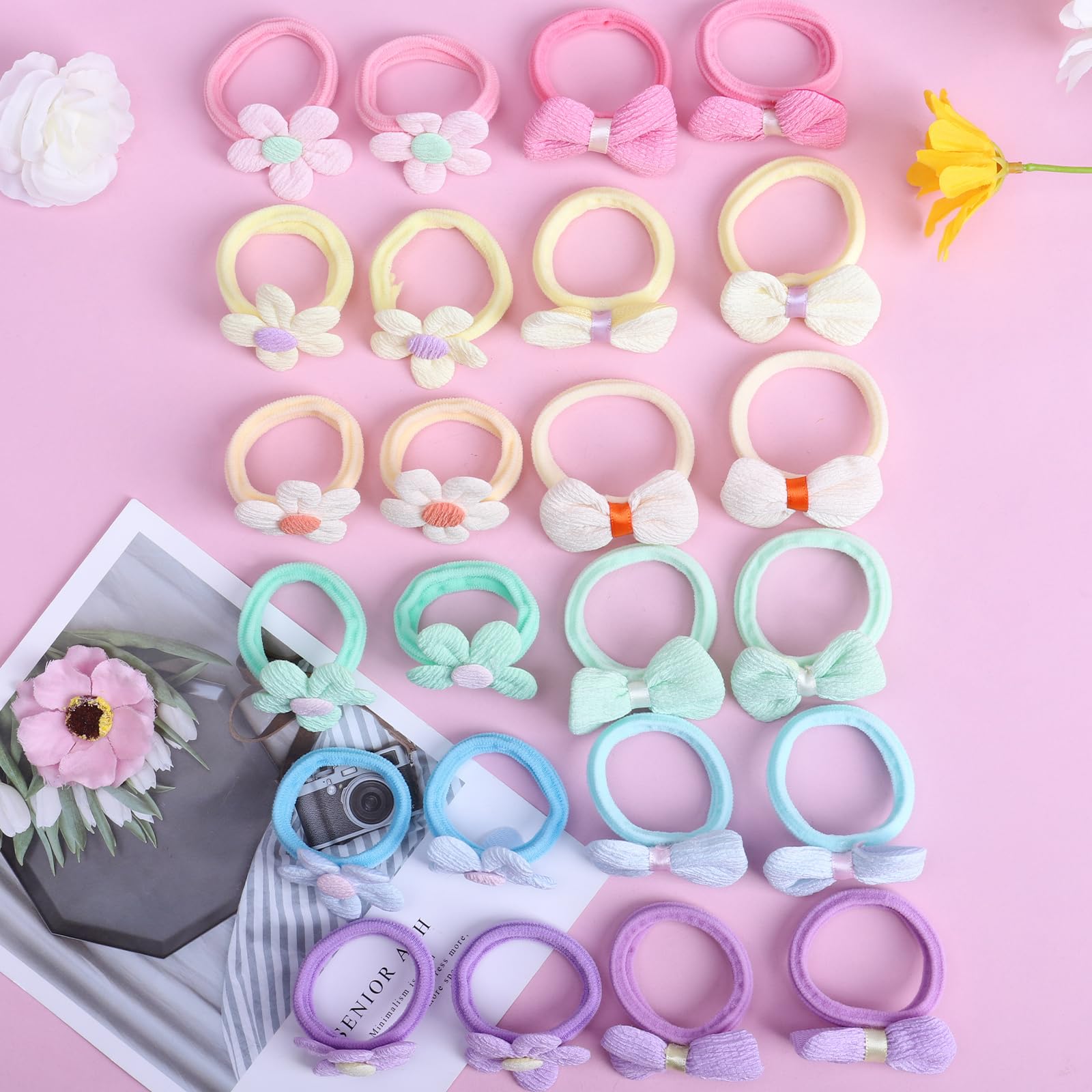 TAANGTHOSE purple bow hair ties provide gentle stretch for daily styling