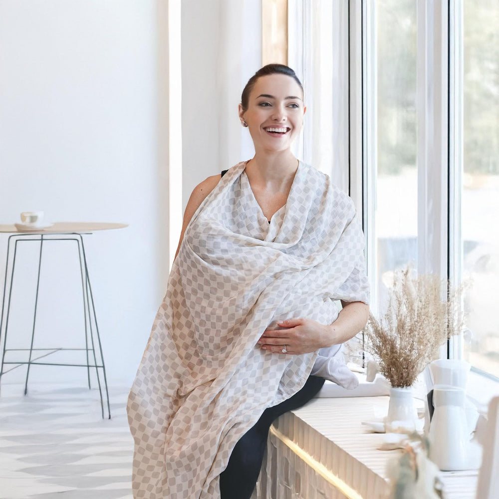 TAB Muslin Swaddle Blanket serves as stroller cover on sunny days.