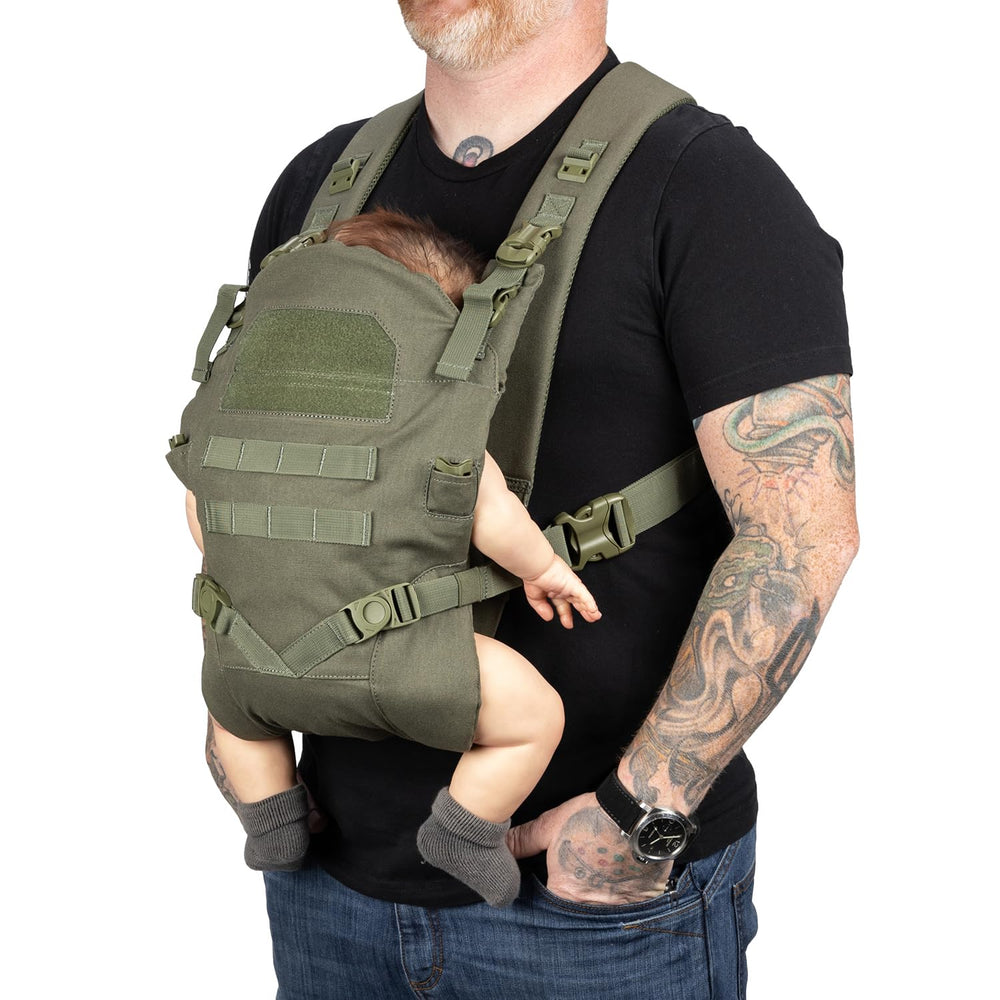 Tactical Baby Gear carrier for dads shows ergonomic design for comfortable all-day wear.