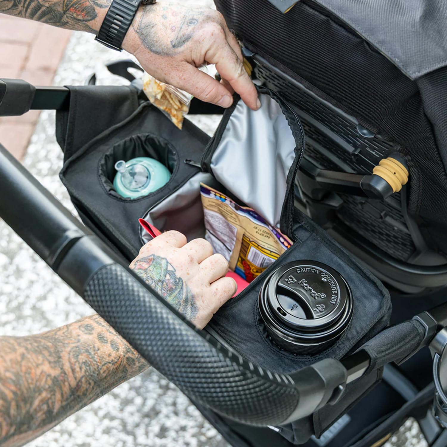 Tactical Baby Gear insulated cup holders keep drinks primed on the go.