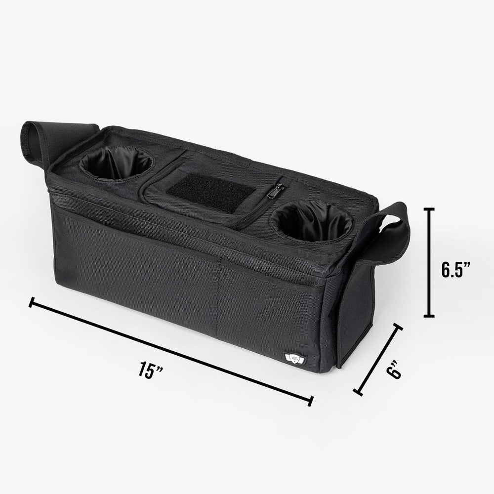 Tactical Baby Gear universal-fit caddy attaches securely to most stroller handles for quick access.