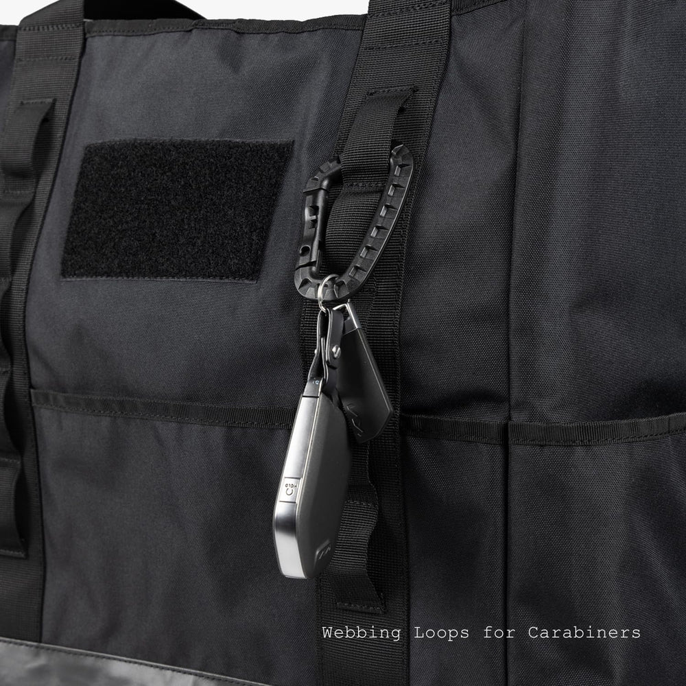 Tactical Tote Diaper Bag padded grab handle for comfortable carrying.