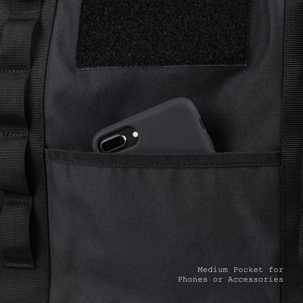 Tactical Tote Diaper Bag water-resistant bottom protects gear.