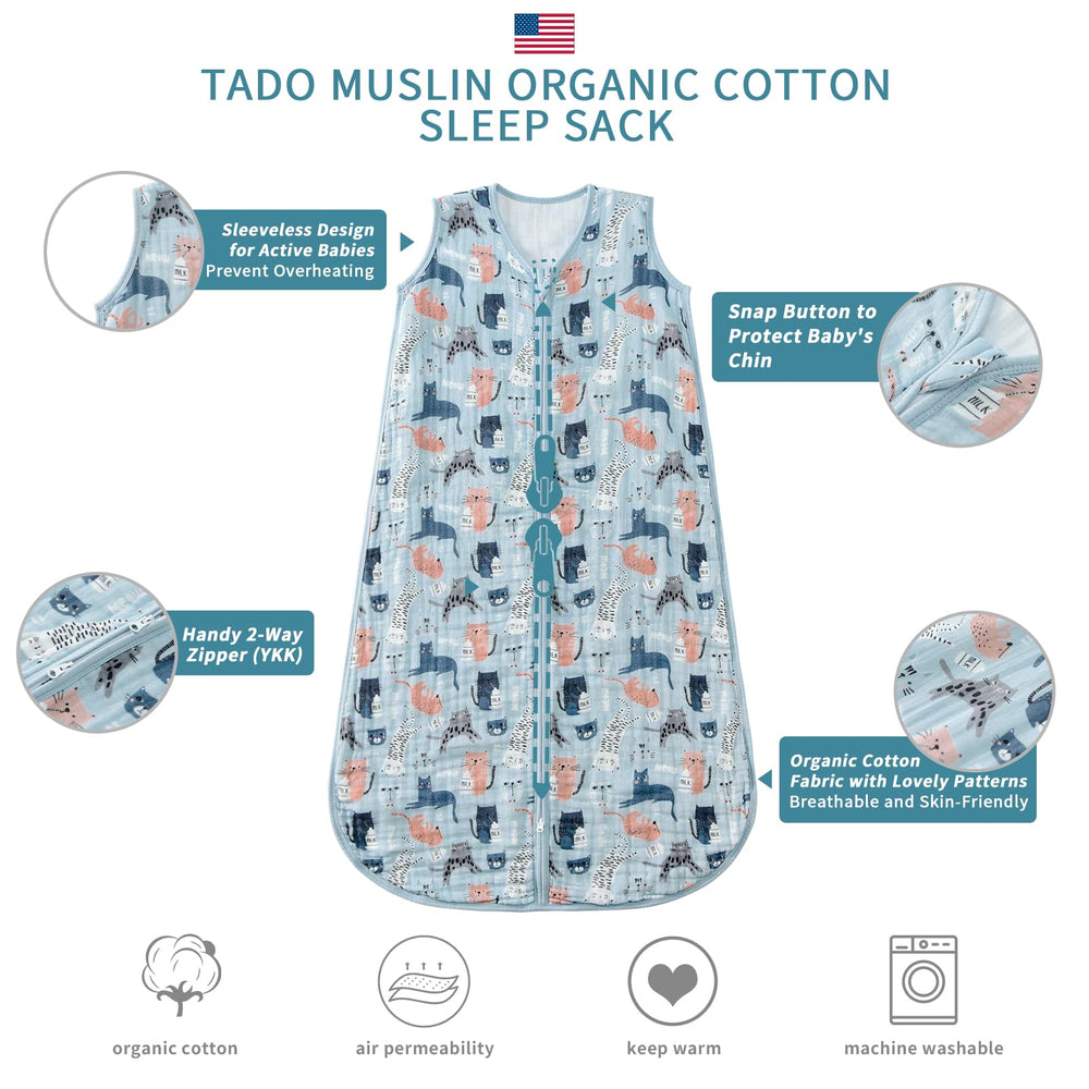 TADO MUSLIN 0.5 tog warmth image indicates year-round temperature control.