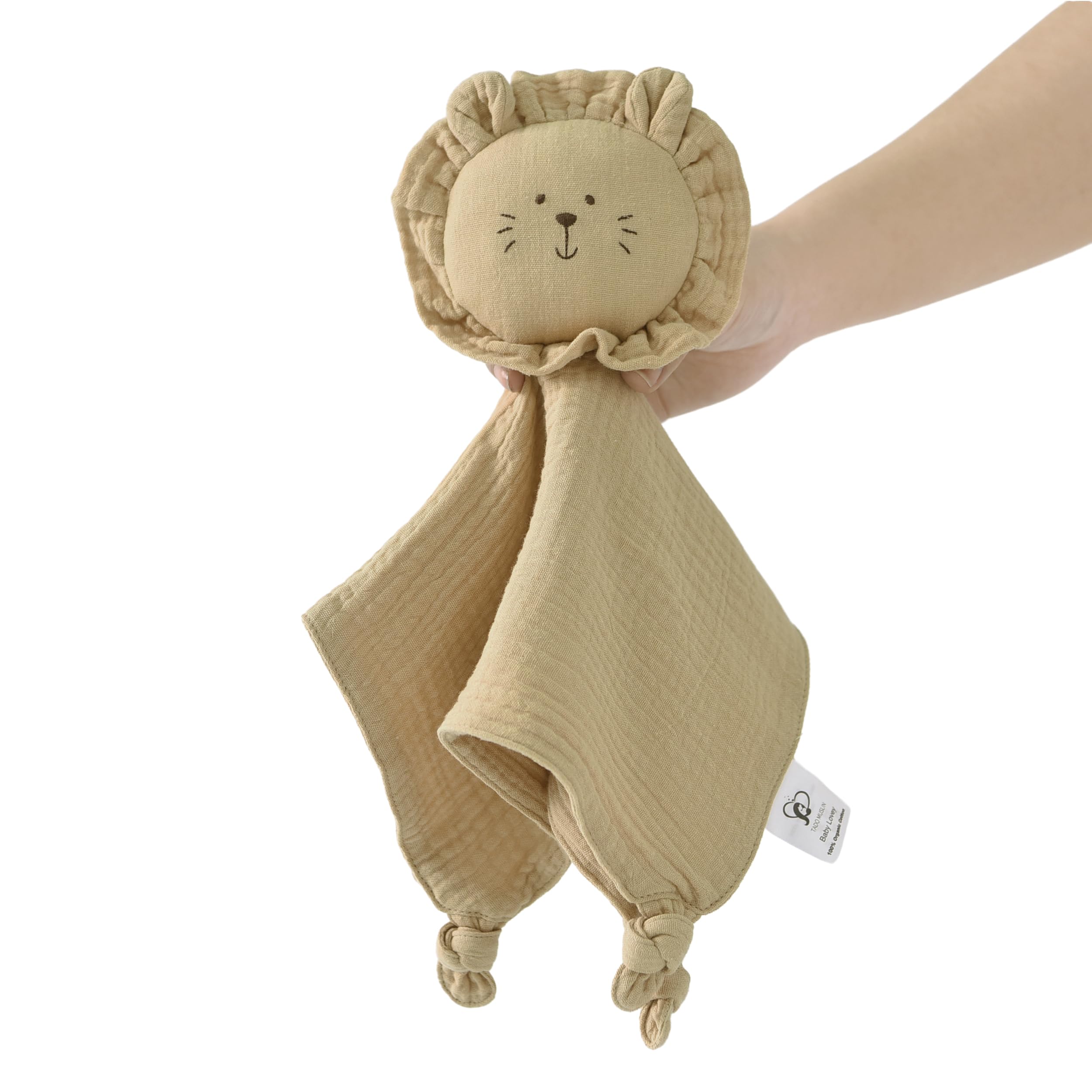 TADO MUSLIN Machine-washable lovey maintains shape after washes.