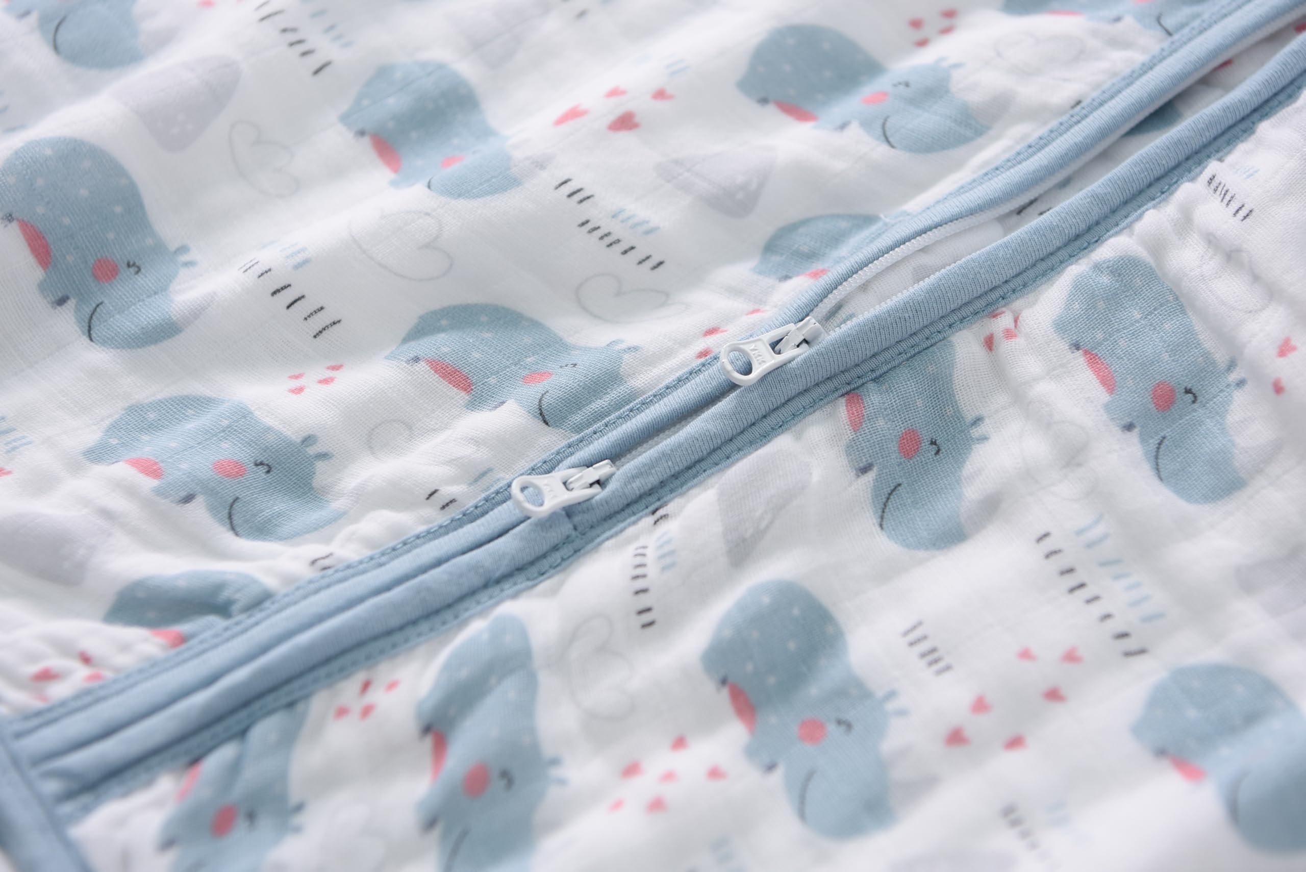 Close-up of muslin texture and four-layer softness