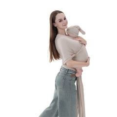 TADO MUSLIN beige baby wrap carrier shown in full view for versatile wear