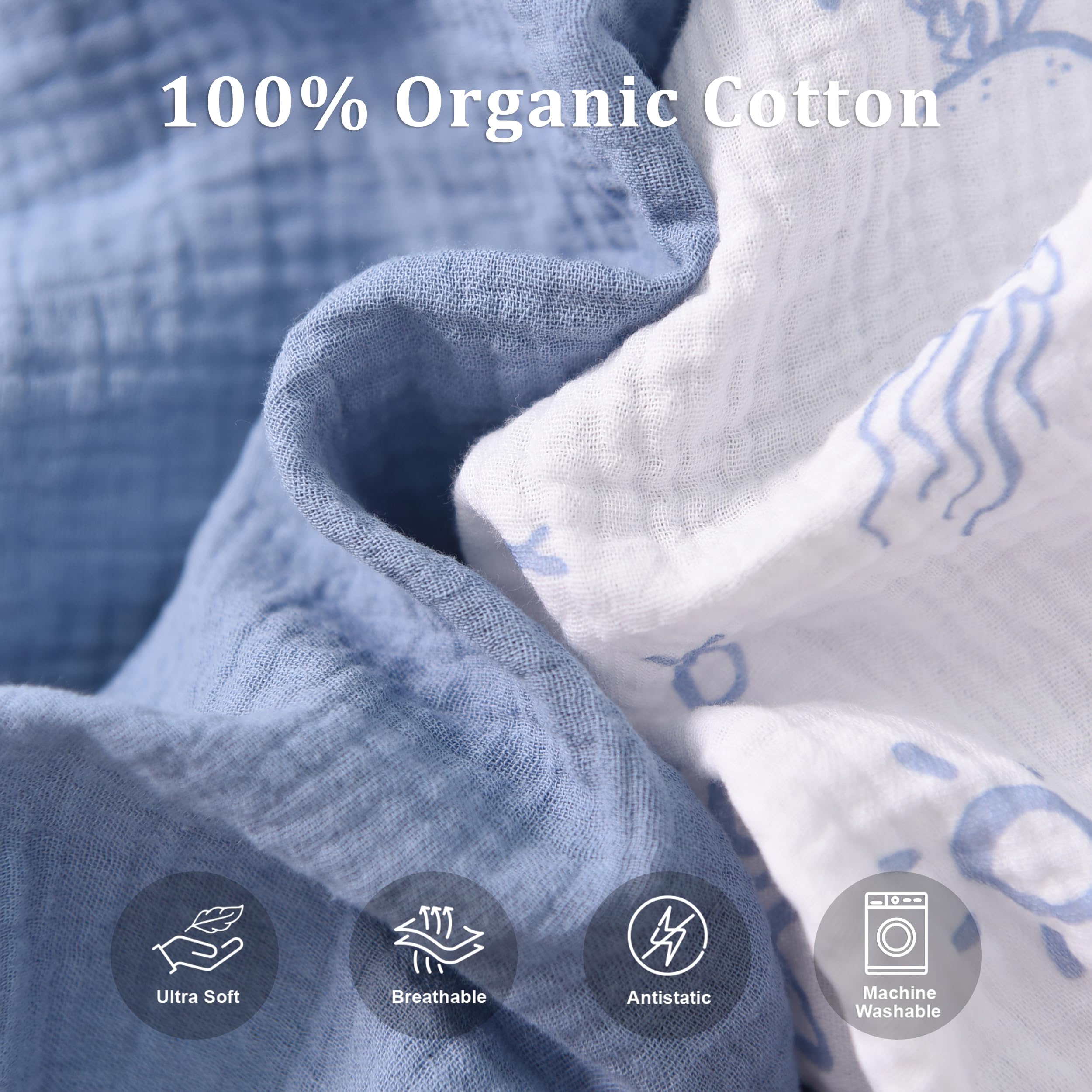 TADO MUSLIN two-pack includes solid and print for quick nursery refresh.