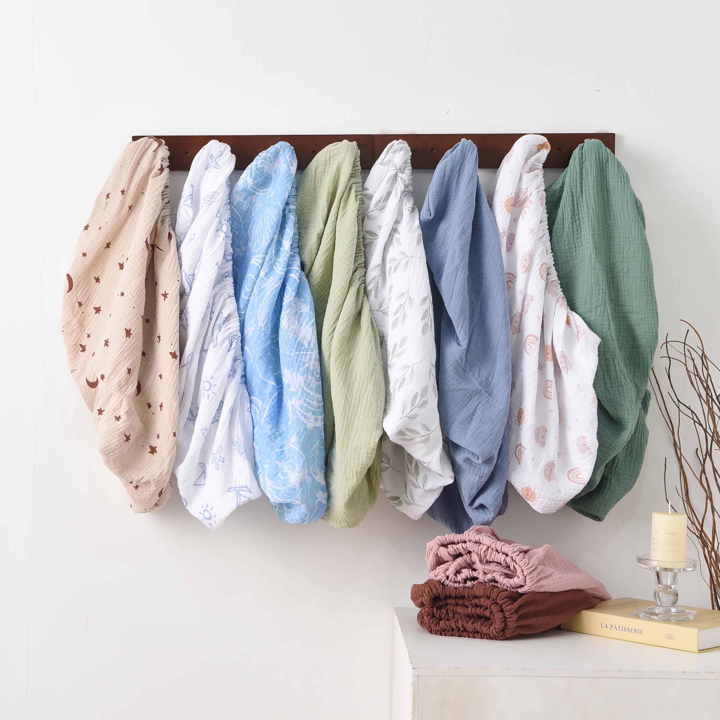 TADO MUSLIN neutral colors and prints suit any nursery.