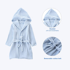 TADO MUSLIN bathrobe with detachable waist tie for secure, slipping-free fit